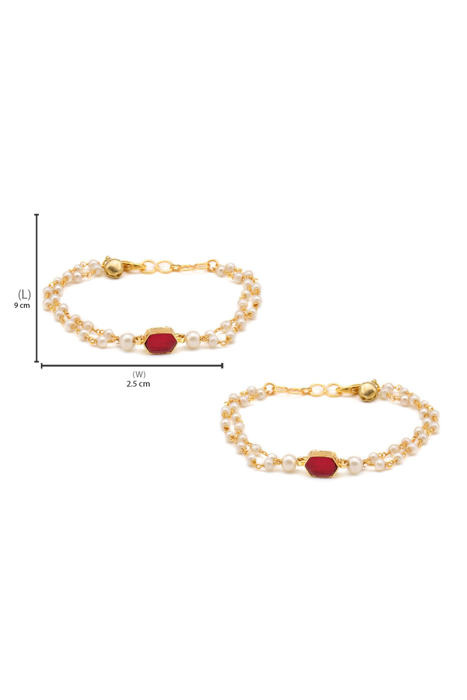 Gold Plated Maroon Polki Anklets 