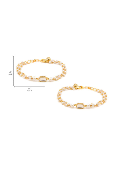 Gold Plated Polki Kundan Anklets 