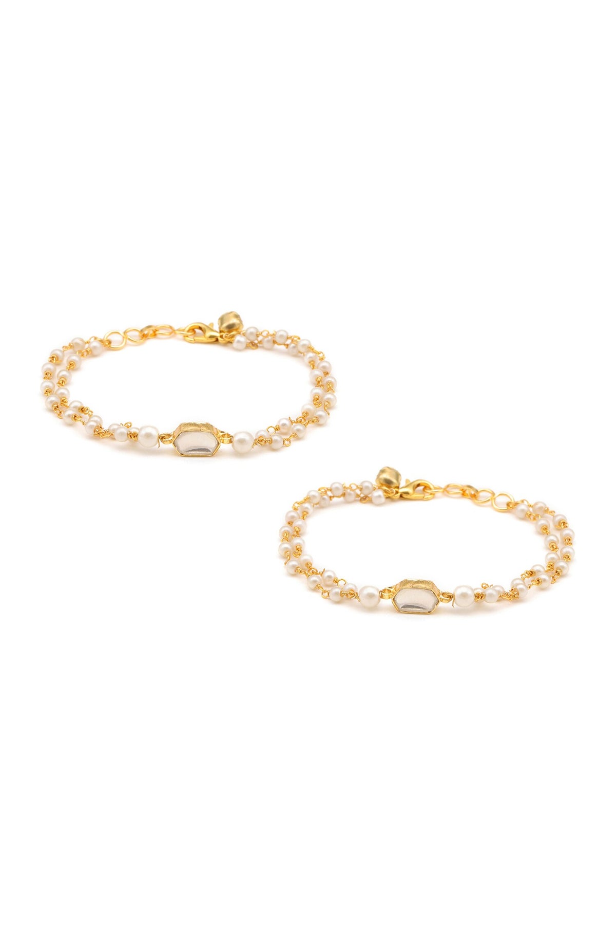 Gold Plated Polki Kundan Anklets 