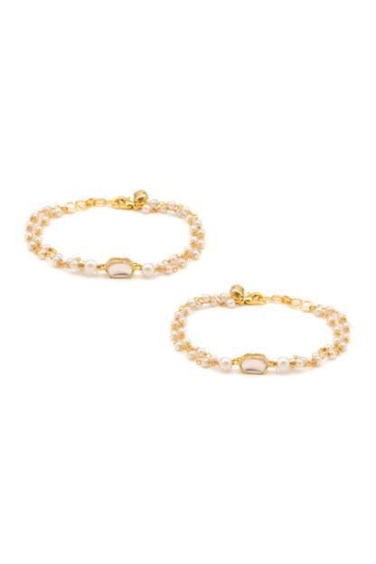 Gold Plated Polki Kundan Anklets 