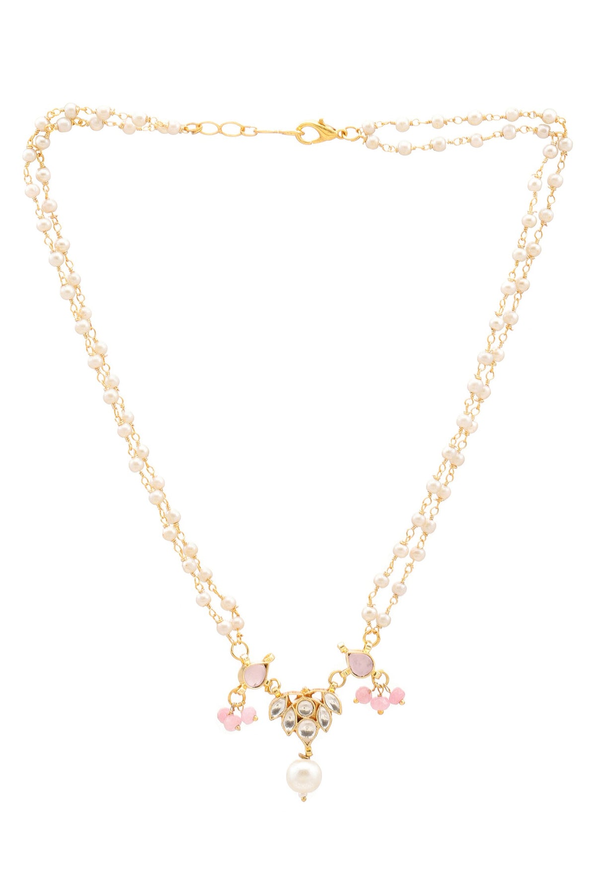 Gold Plated Pink Kundan Jewellery Set 