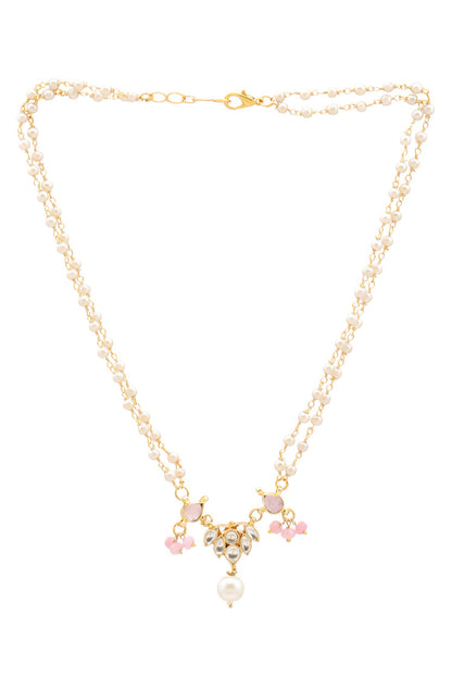 Gold Plated Pink Kundan Jewellery Set 