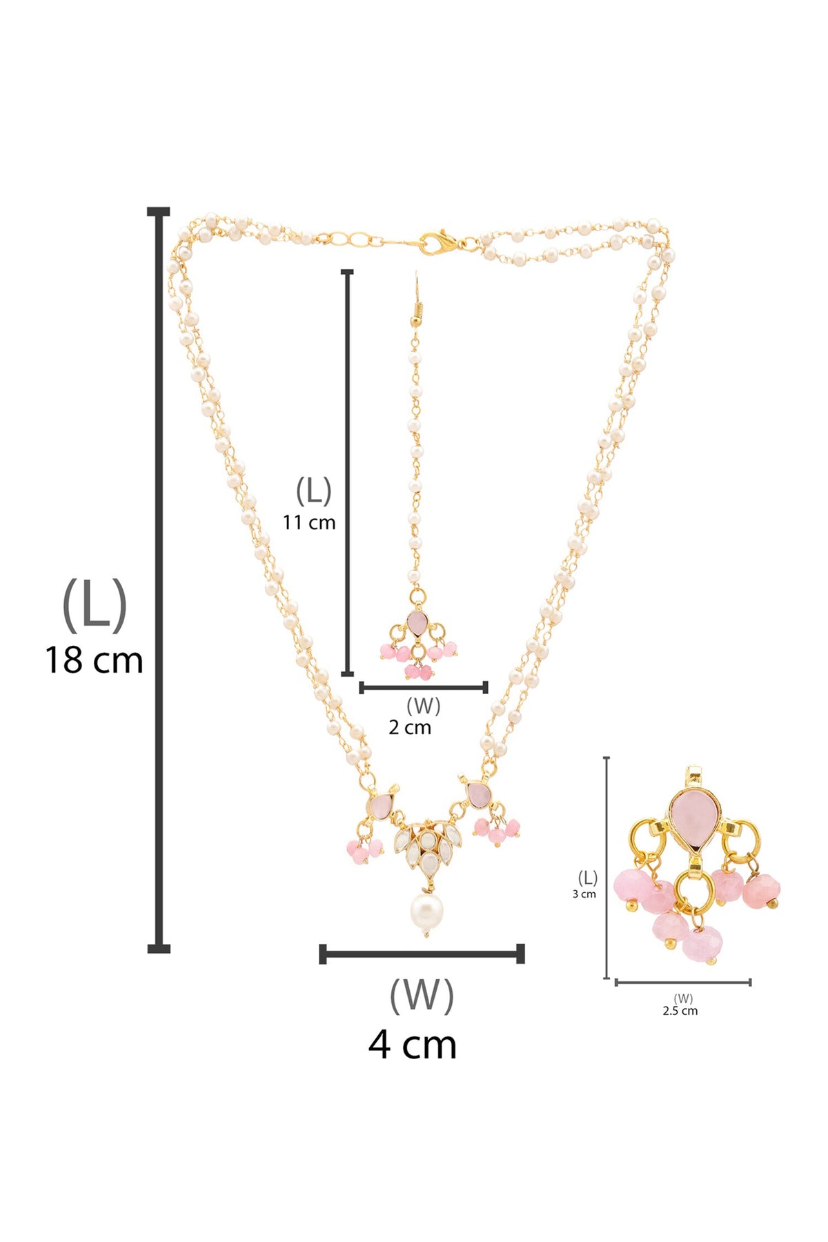 Gold Plated Pink Kundan Jewellery Set 