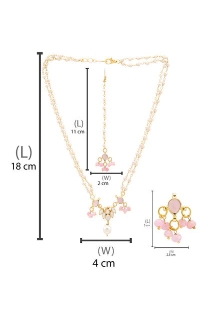 Gold Plated Pink Kundan Jewellery Set 