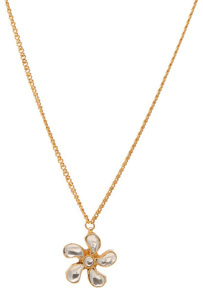Gold Plated Polki Kundan Flower Necklace 