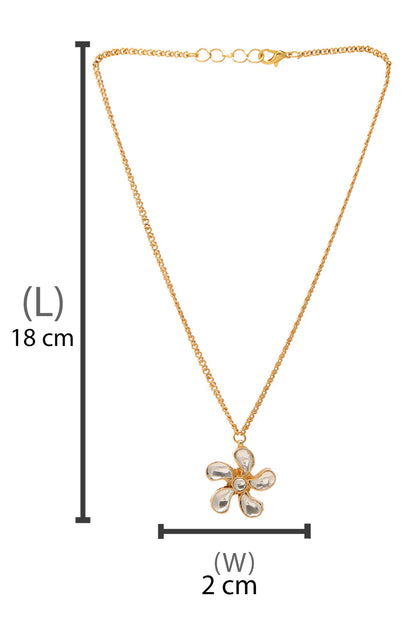 Gold Plated Polki Kundan Flower Necklace 