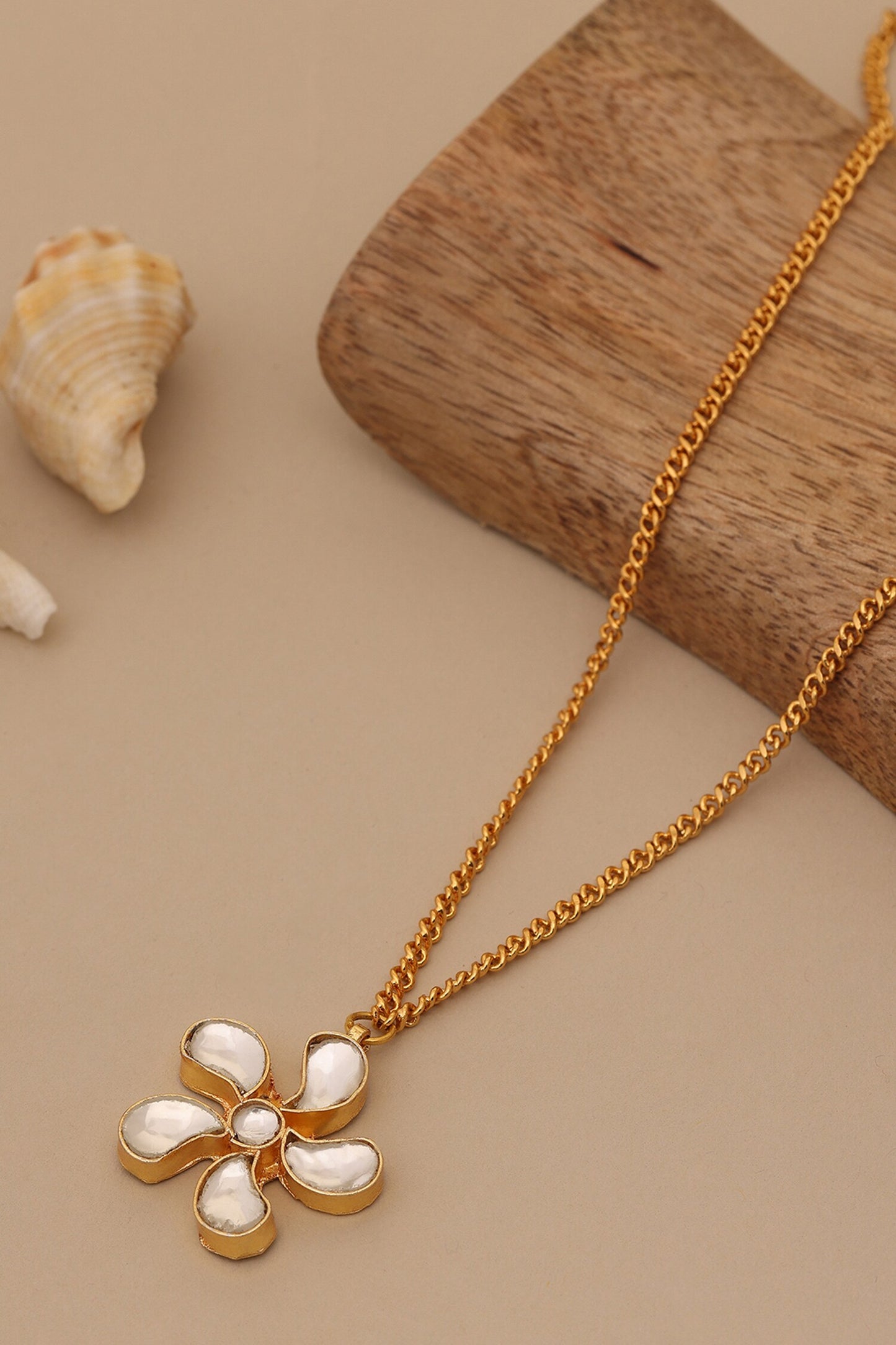 Gold Plated Polki Kundan Flower Necklace 