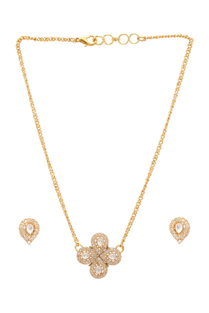 Gold Plated Polki Kundan Necklace Set 