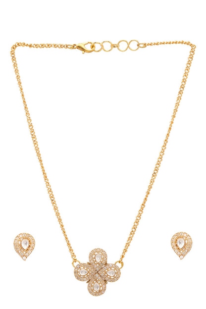 Gold Plated Polki Kundan Necklace Set 