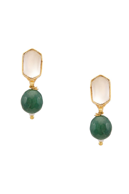 Gold Plated Green Polki Kundan Jewellery Set 