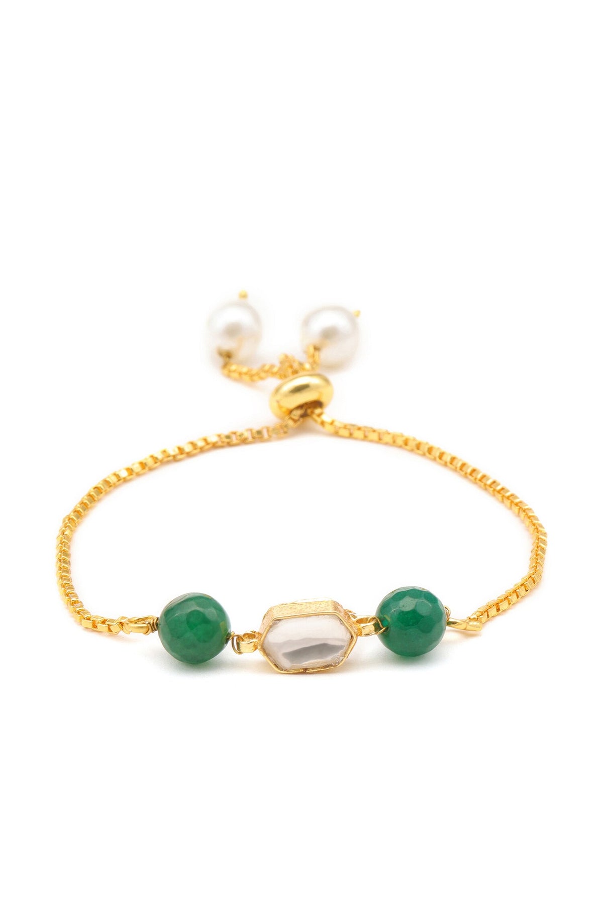 Gold Plated Green Polki Kundan Jewellery Set 
