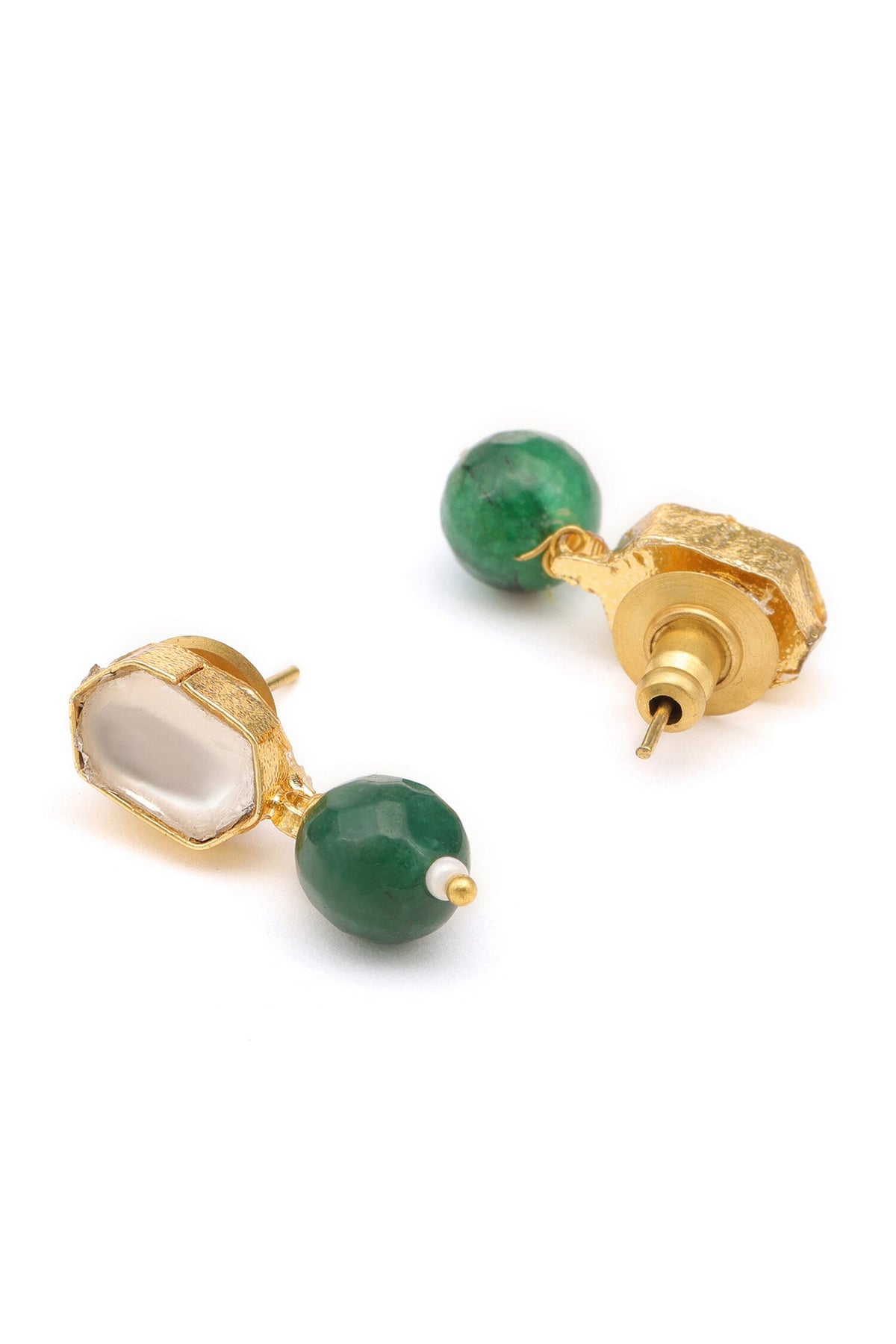 Gold Plated Green Polki Kundan Jewellery Set 