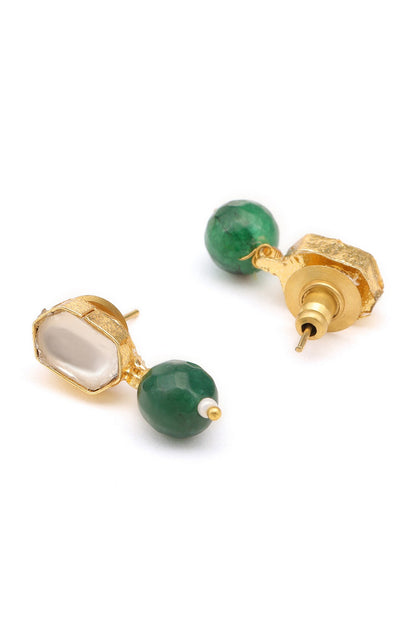 Gold Plated Green Polki Kundan Jewellery Set 