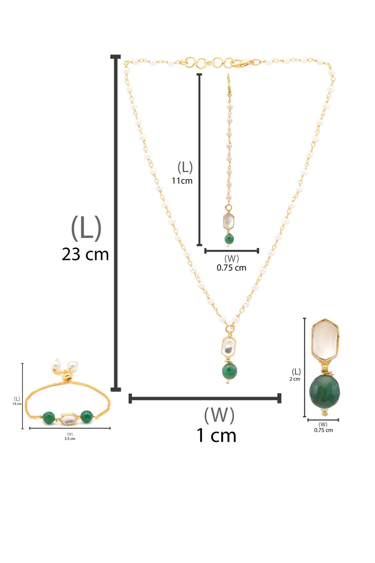 Gold Plated Green Polki Kundan Jewellery Set 
