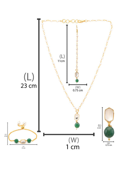 Gold Plated Green Polki Kundan Jewellery Set 