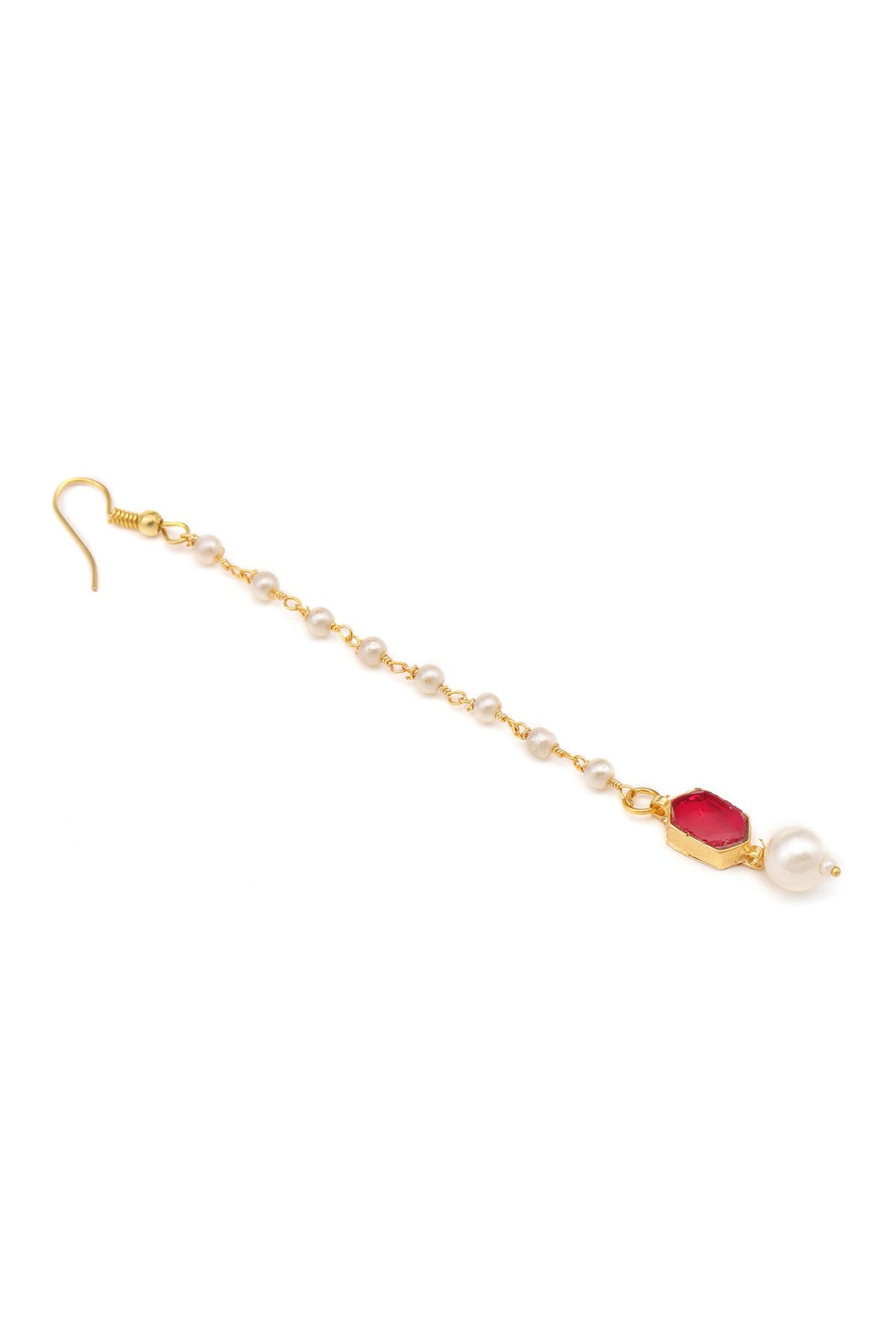 Gold Plated Maroon Kundan Jewellery Set 