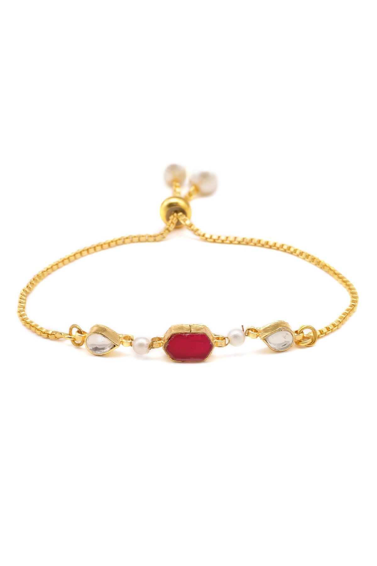 Gold Plated Maroon Kundan Jewellery Set 