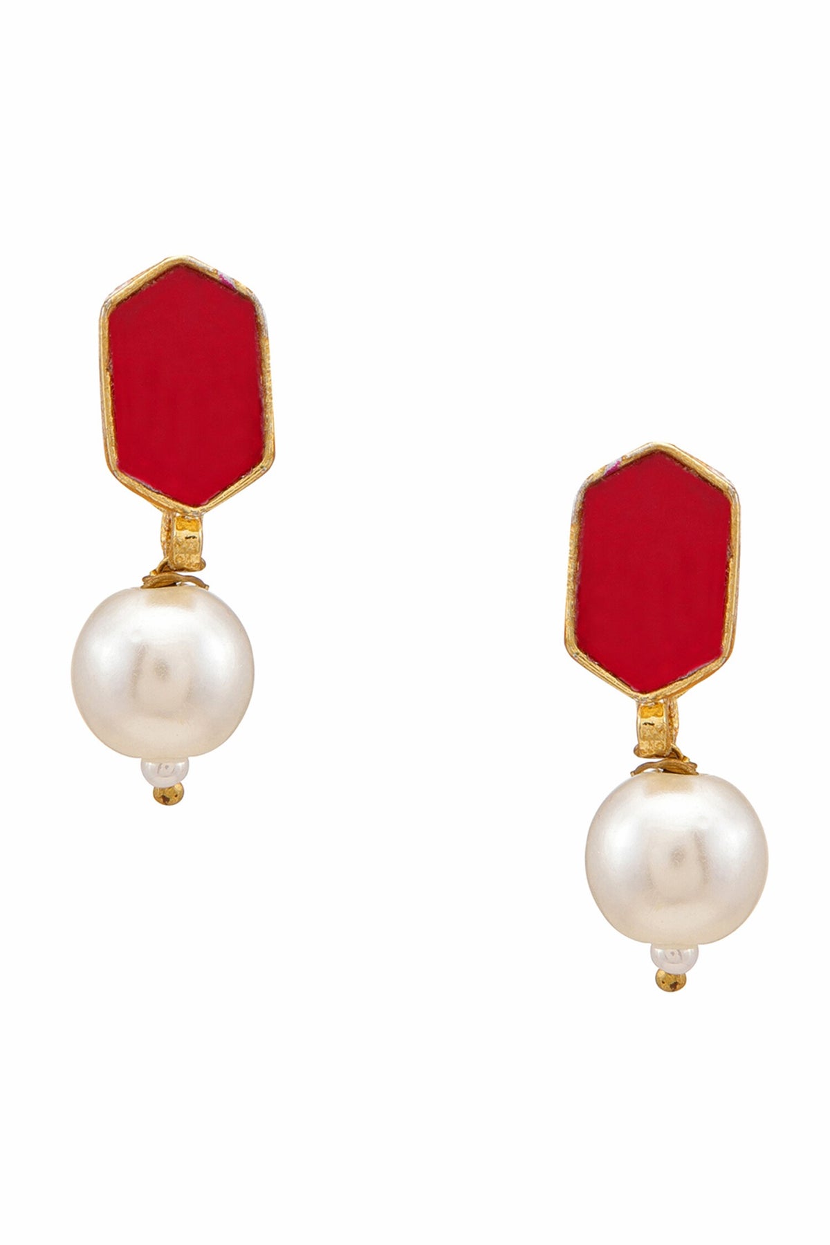 Gold Plated Maroon Kundan Jewellery Set 