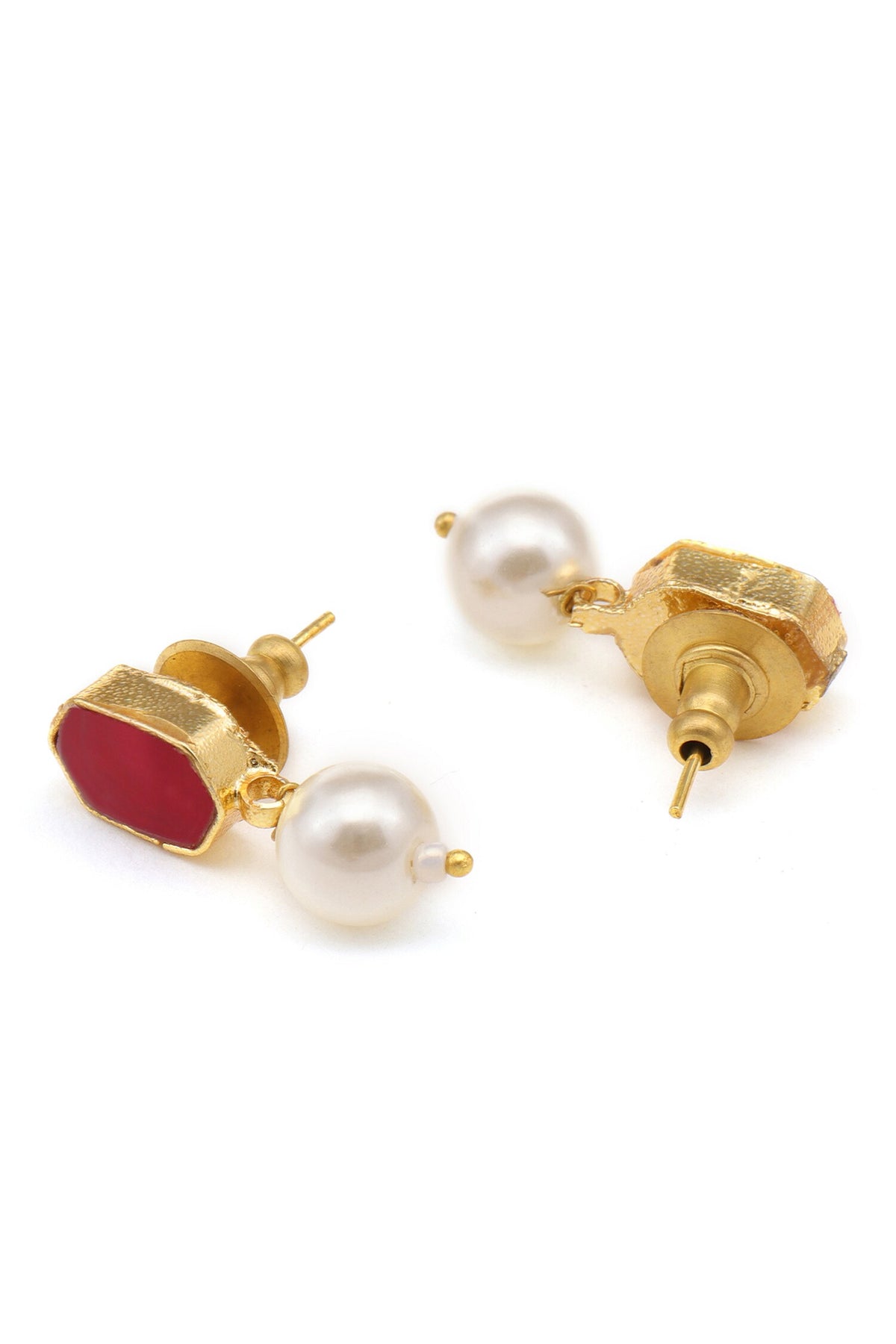 Gold Plated Maroon Kundan Jewellery Set 