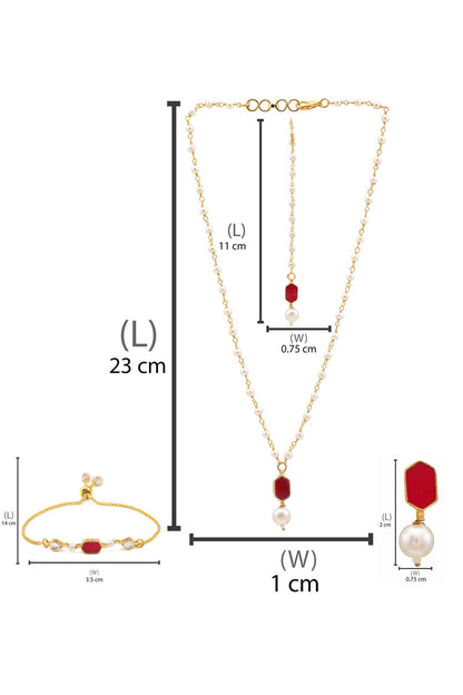 Gold Plated Maroon Kundan Jewellery Set 