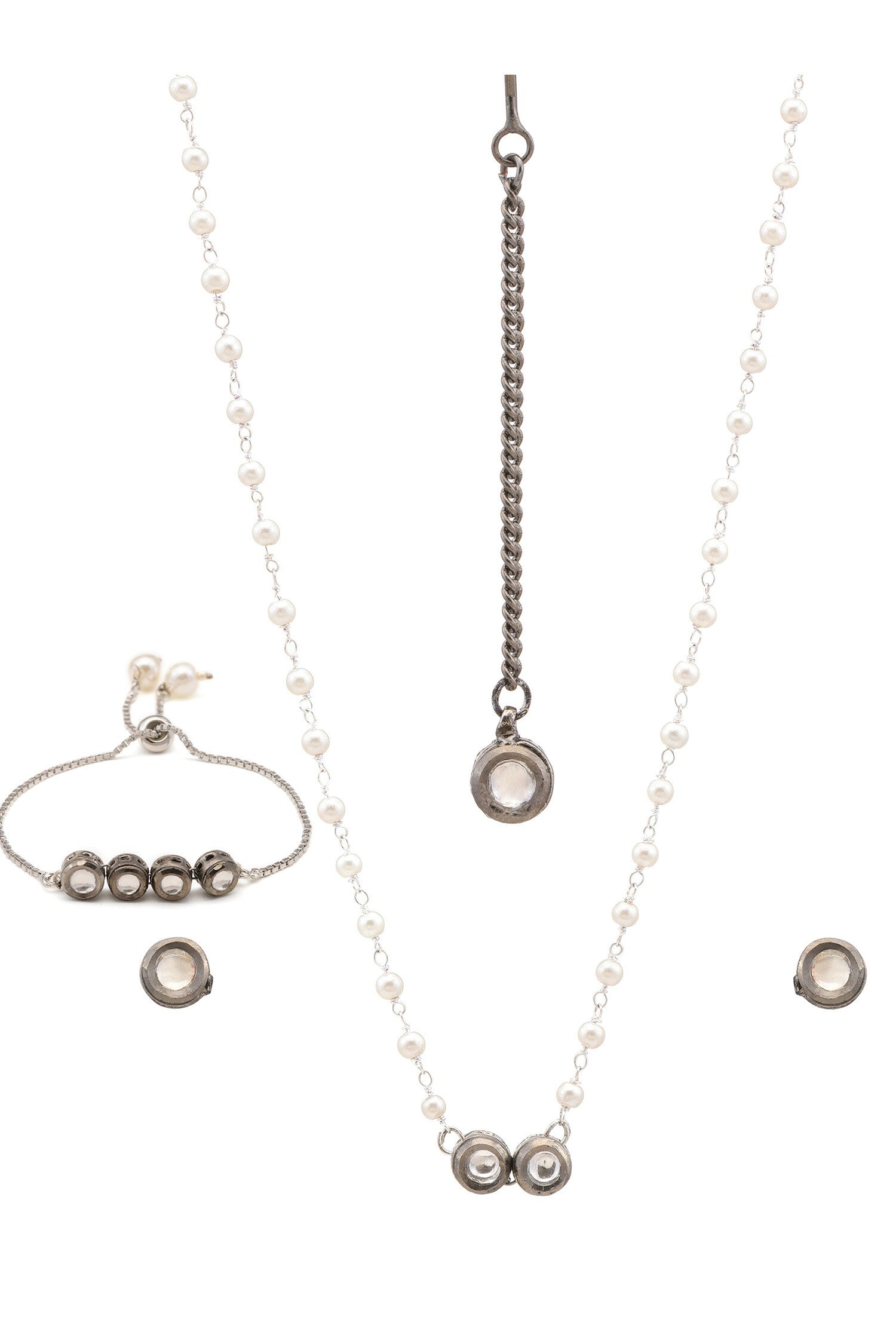 Silver Plated Kundan Jewellery Set 