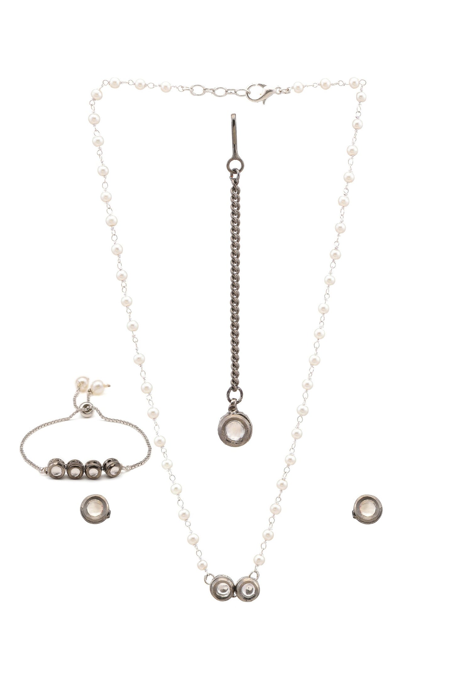 Silver Plated Kundan Jewellery Set 