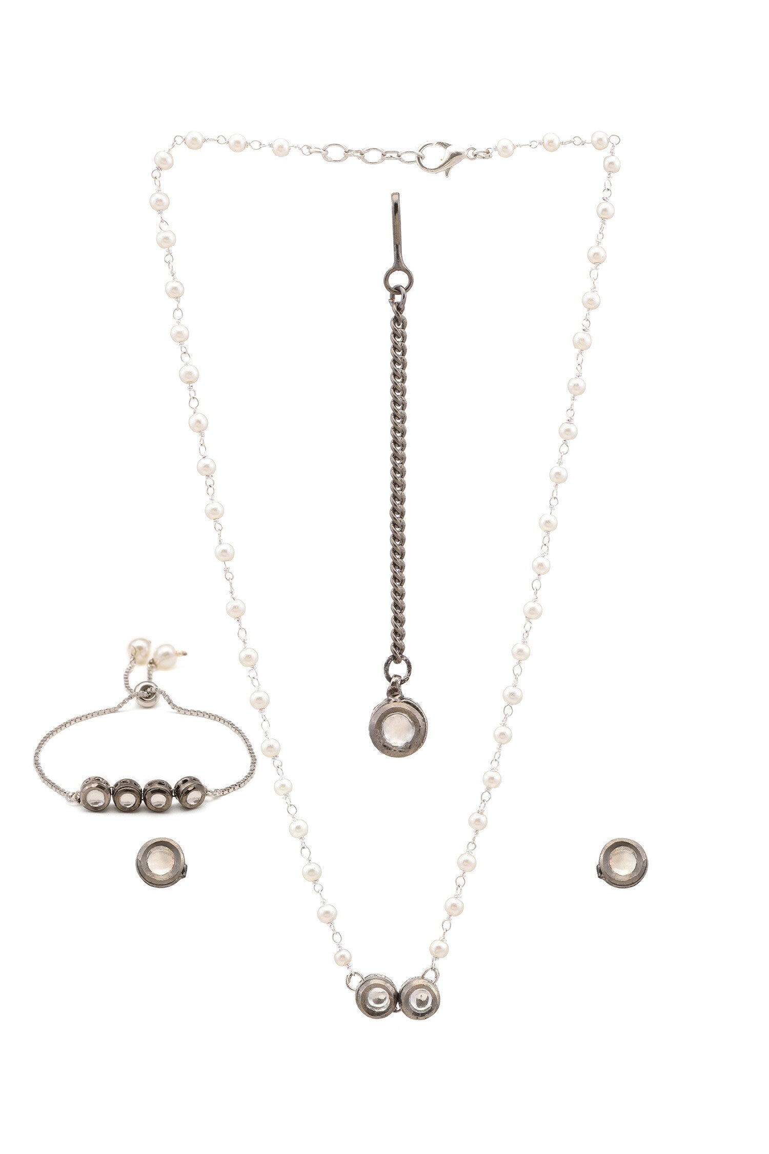Silver Plated Kundan Jewellery Set 