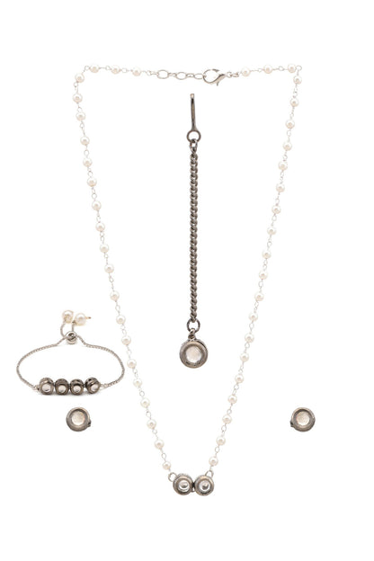 Silver Plated Kundan Jewellery Set 