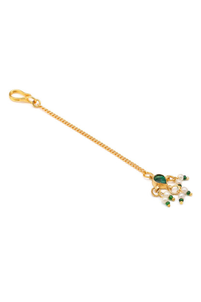 Gold Plated Green Kundan Jewellery Set 