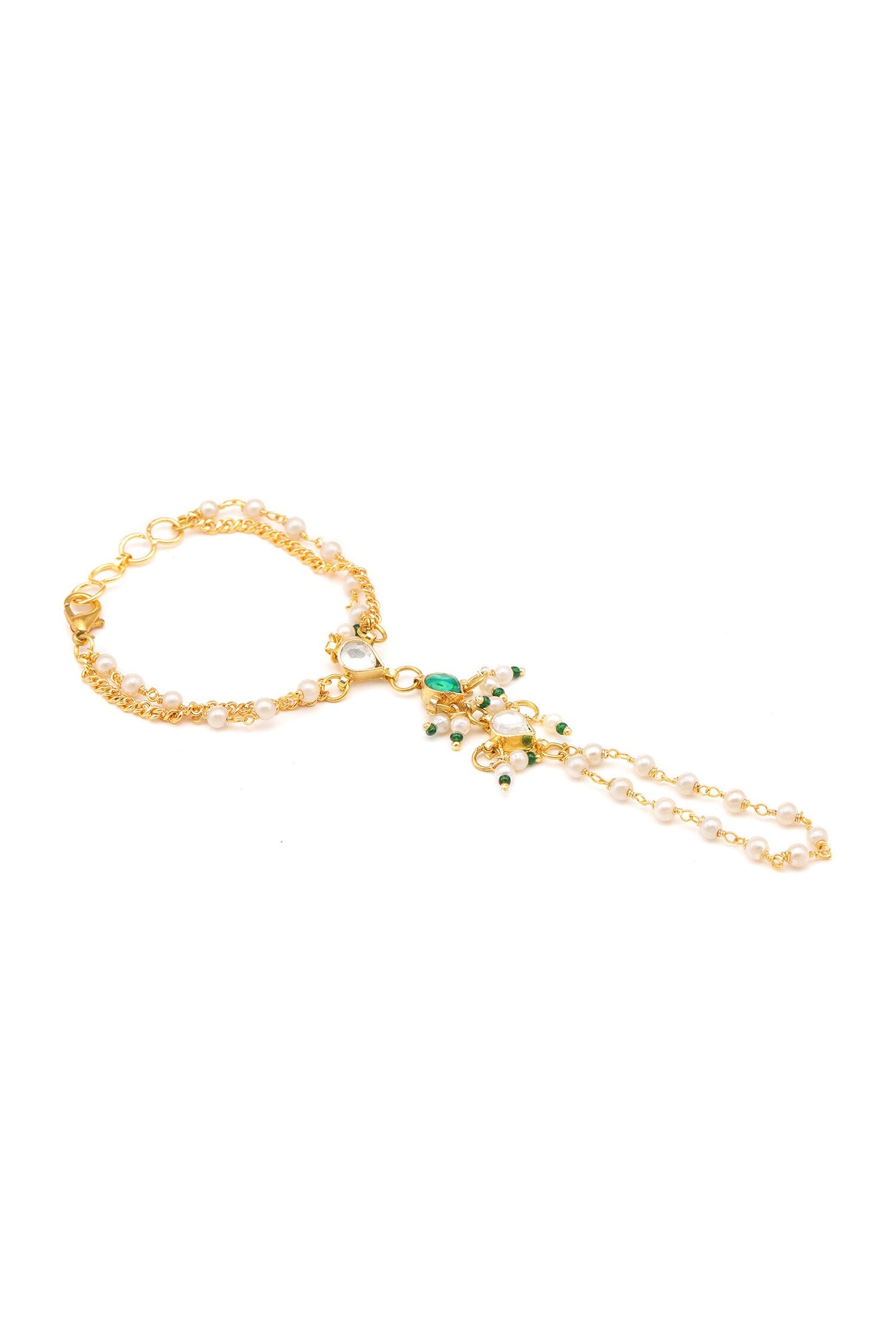 Gold Plated Green Kundan Jewellery Set 