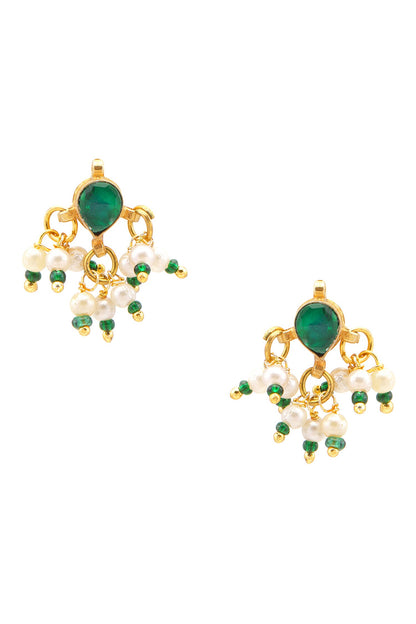 Gold Plated Green Kundan Jewellery Set 