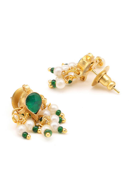 Gold Plated Green Kundan Jewellery Set 