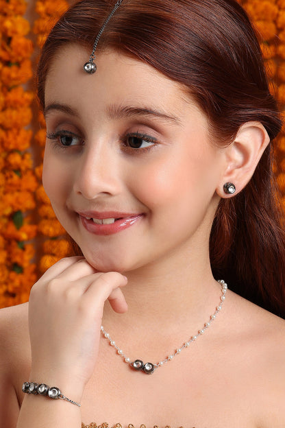 Silver Plated Kundan Jewellery Set 