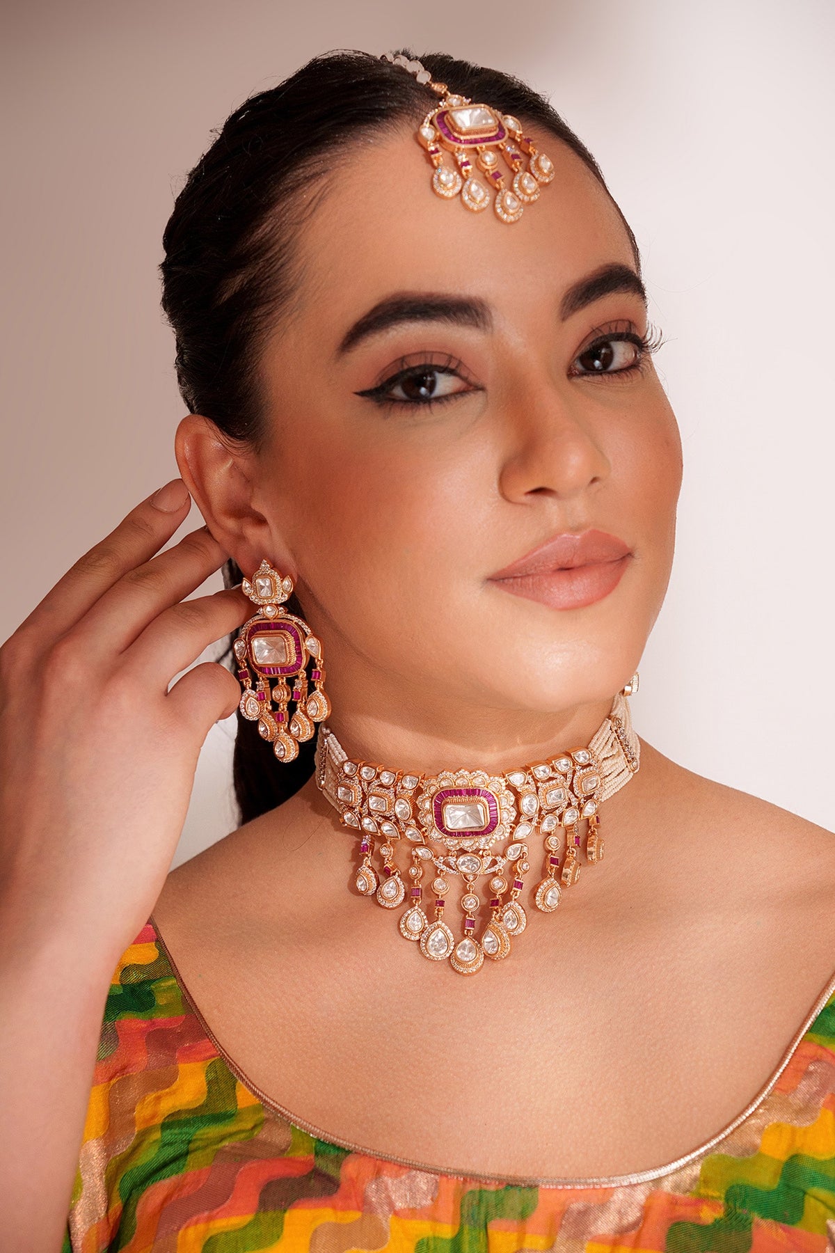 Kundan Polki Designer Jewellery Set 