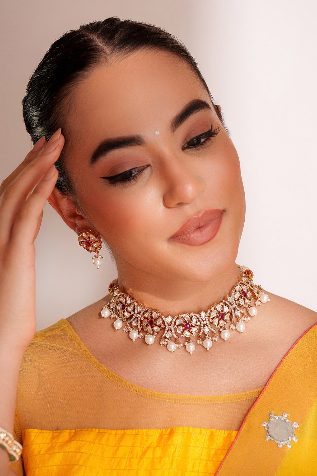 Kundan Polki Necklace & Earring Set 