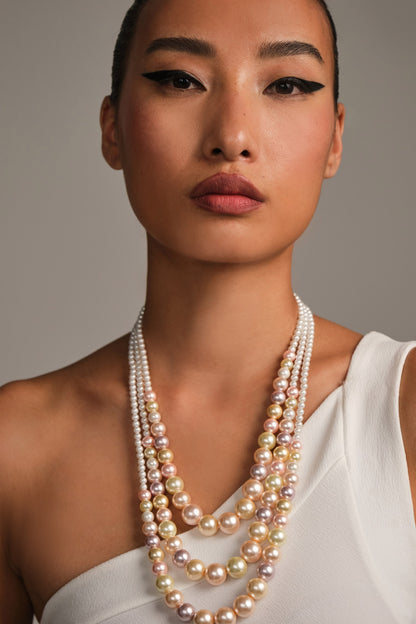Multicoloured Layered Pearl Necklace 