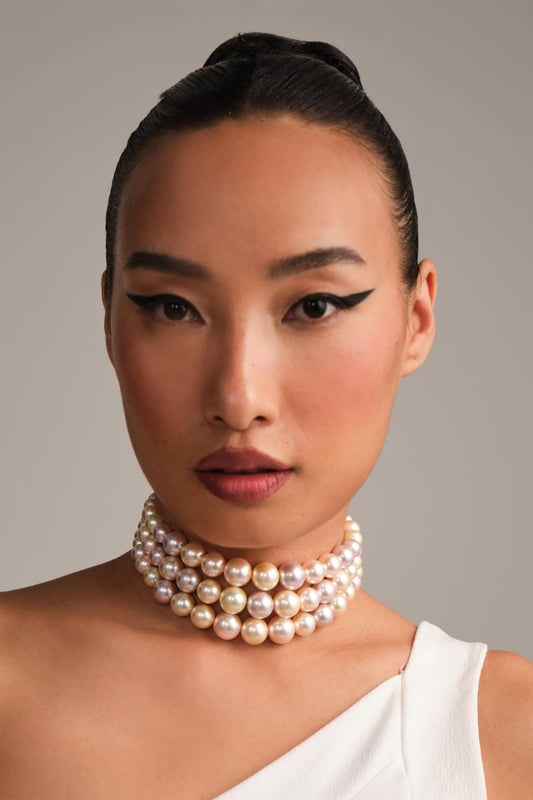 Graded Multicoloured Pearl Choker 
