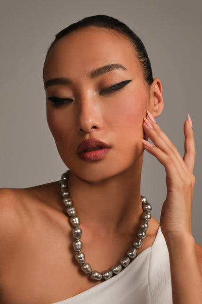 Statement Ovals Silver Necklace 