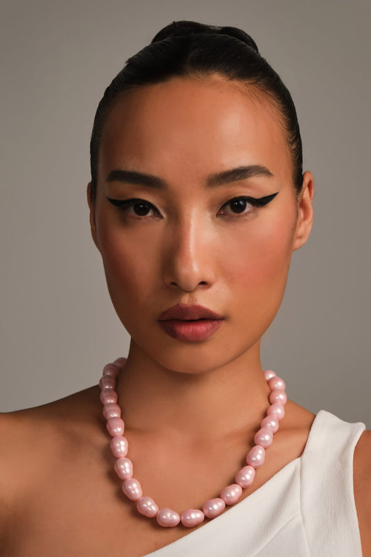Candy Pink Statement Oval Necklace 