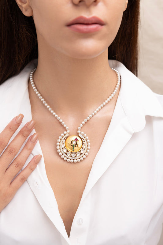Chaitri Gold Finish Pearl Necklace 