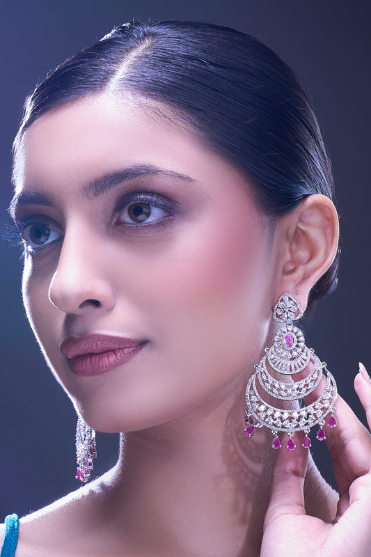 Pink American Diamond Earrings 