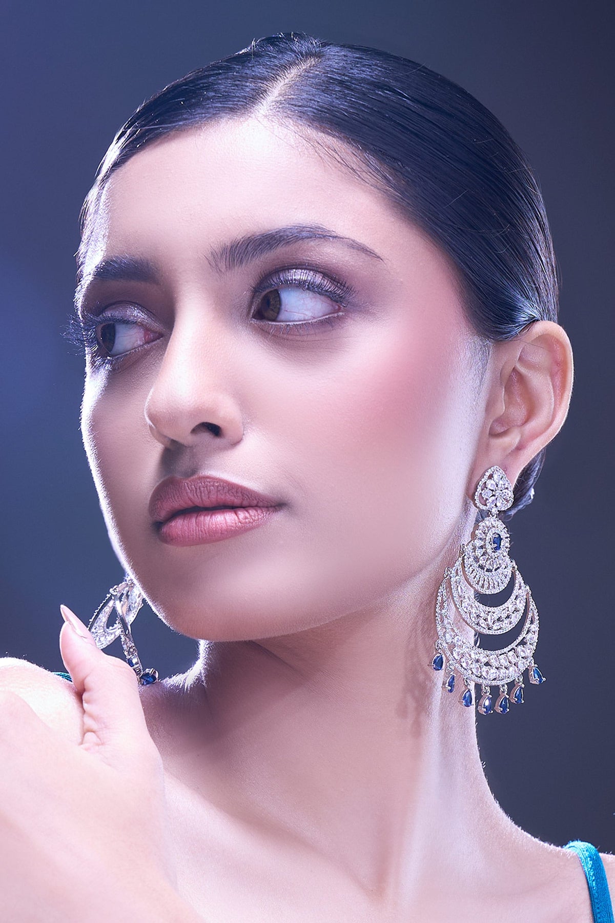 Blue American Diamond Earrings 