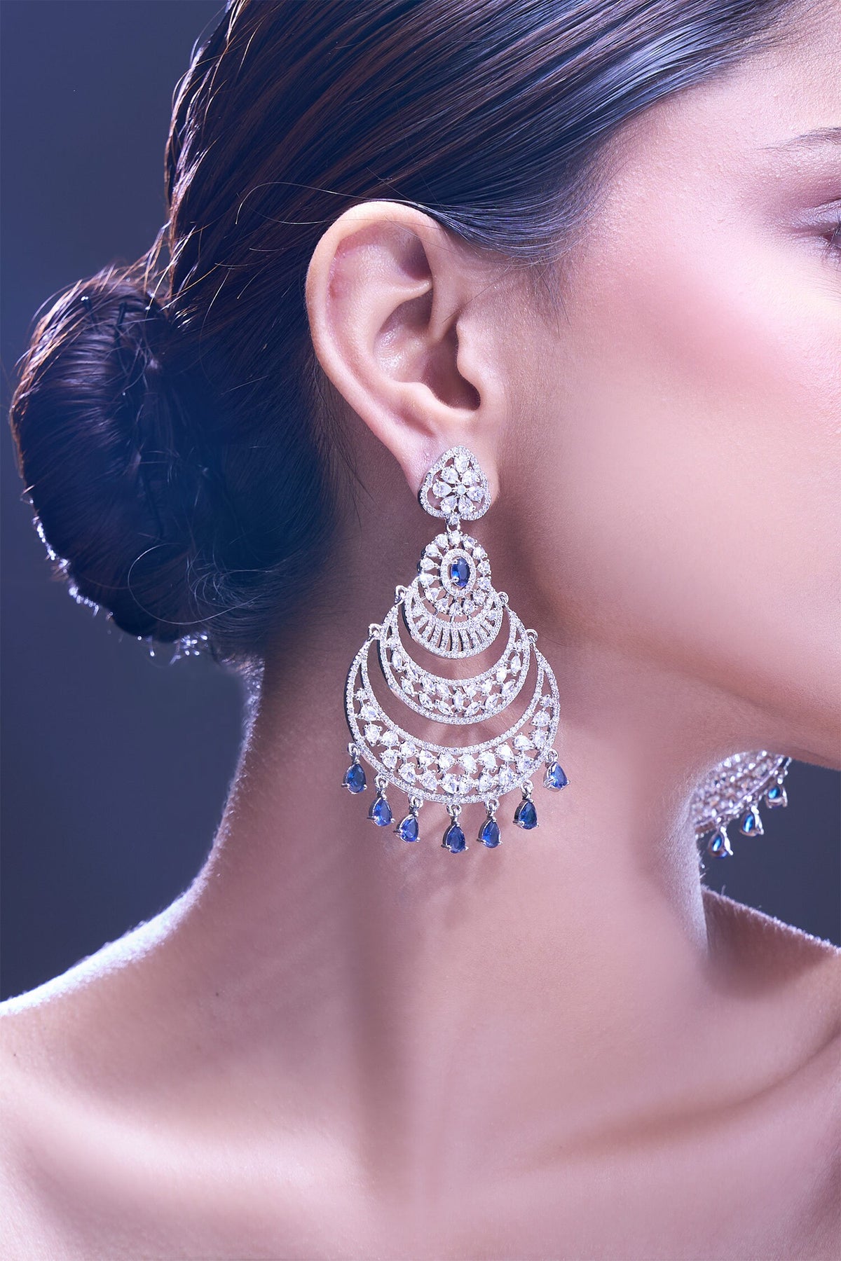 Blue American Diamond Earrings 