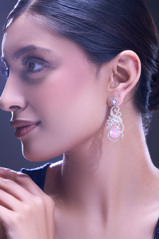Pink American Diamond Earrings 