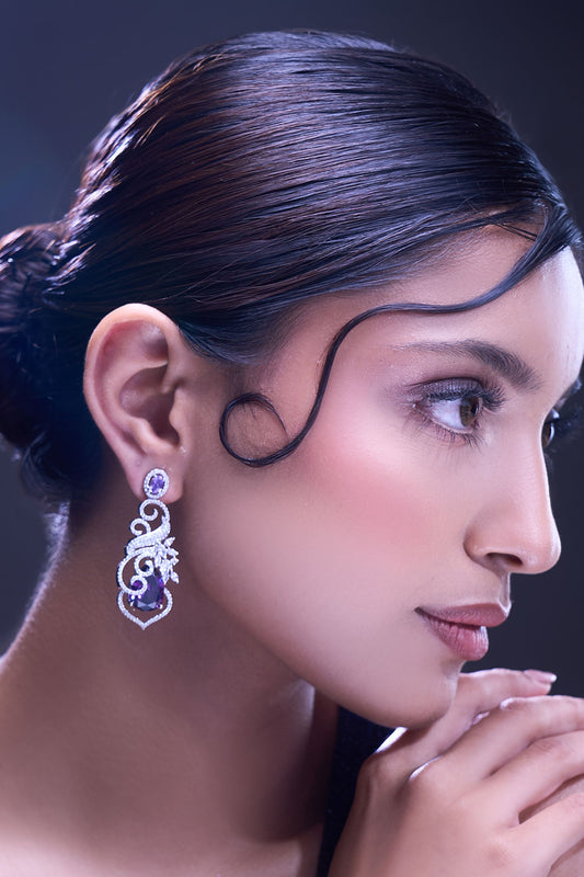 Purple American Diamond Earrings 