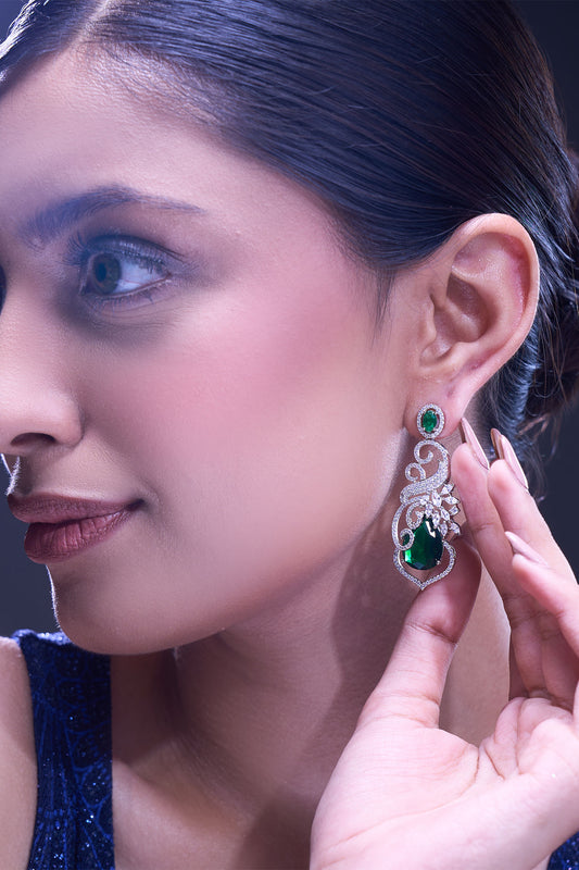 Green American Diamond Earrings 