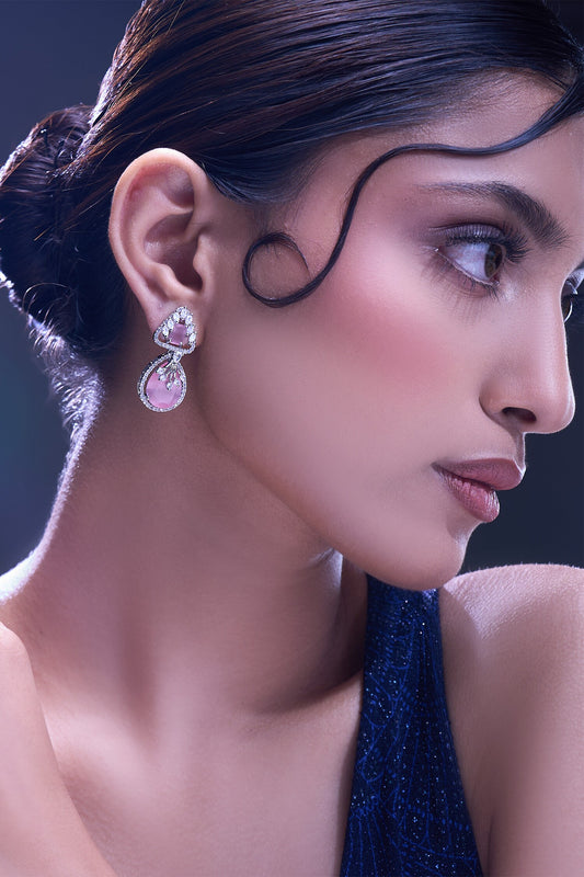 Pink American Diamond Earrings 