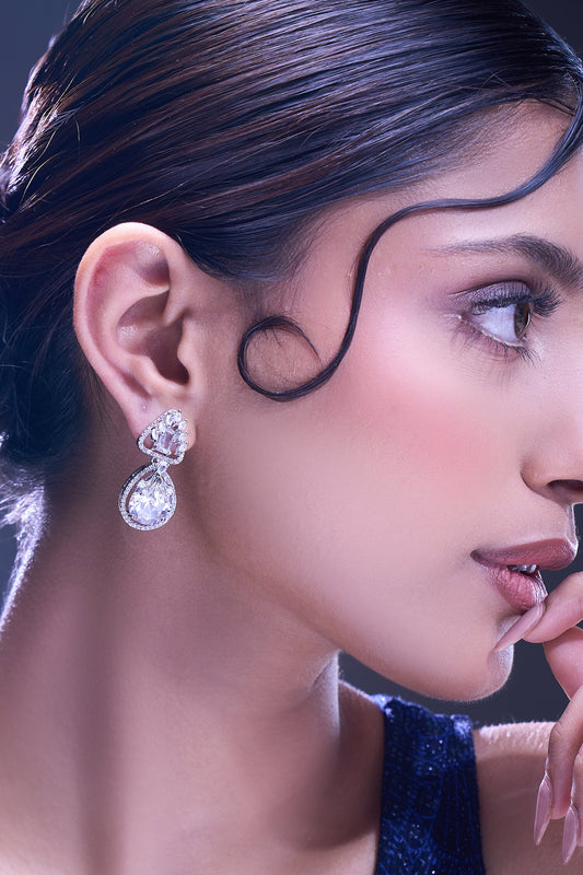 White American Diamond Earrings 