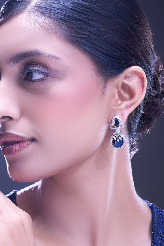 Blue American Diamond Earrings 