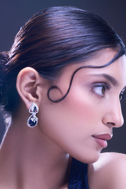 Blue American Diamond Earrings 